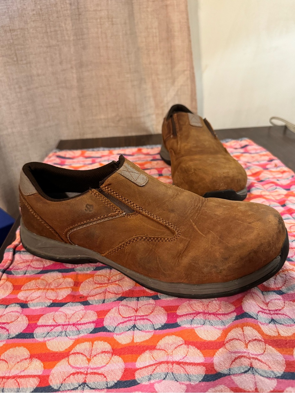 Red wing comfort pro safety toe work shoes brown leather 10
